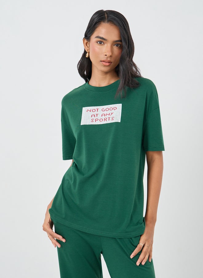 Take Two Styli Slogan Print T-Shirt and Joggers Co-Ords - Image 4