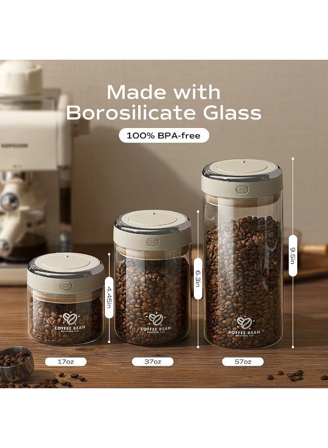 RUIYADA Coffee Canister with Premium Glass - Airtight Coffee Container with One-Way CO2 Valve and Freshness Tracker, Perfect for Coffee Bean Storage, 17oz/500ml - Image 3