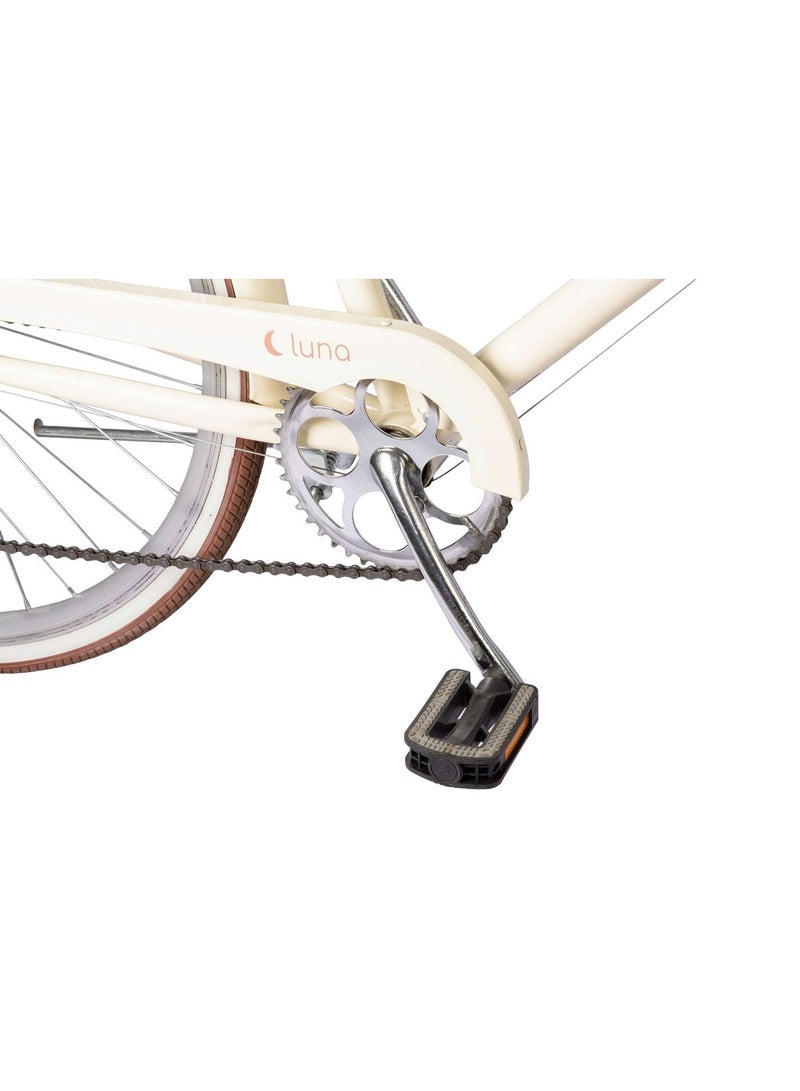 Spinn Luna Women's 28-Inch City Bike | 28 Inch Wheel Size | 7-Speed Shimano | Steel Frame | Front Basket | Adjustable Seat | Pearl Cream - Image 5