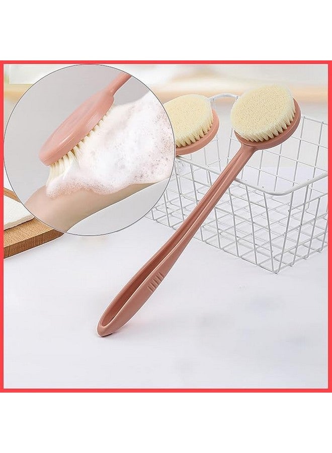 BAGILO 1 Pc Bath Brush Back Scrubber with Soft Bristles Long Handle Bathing, Spa Body Massage Pink - Image 2