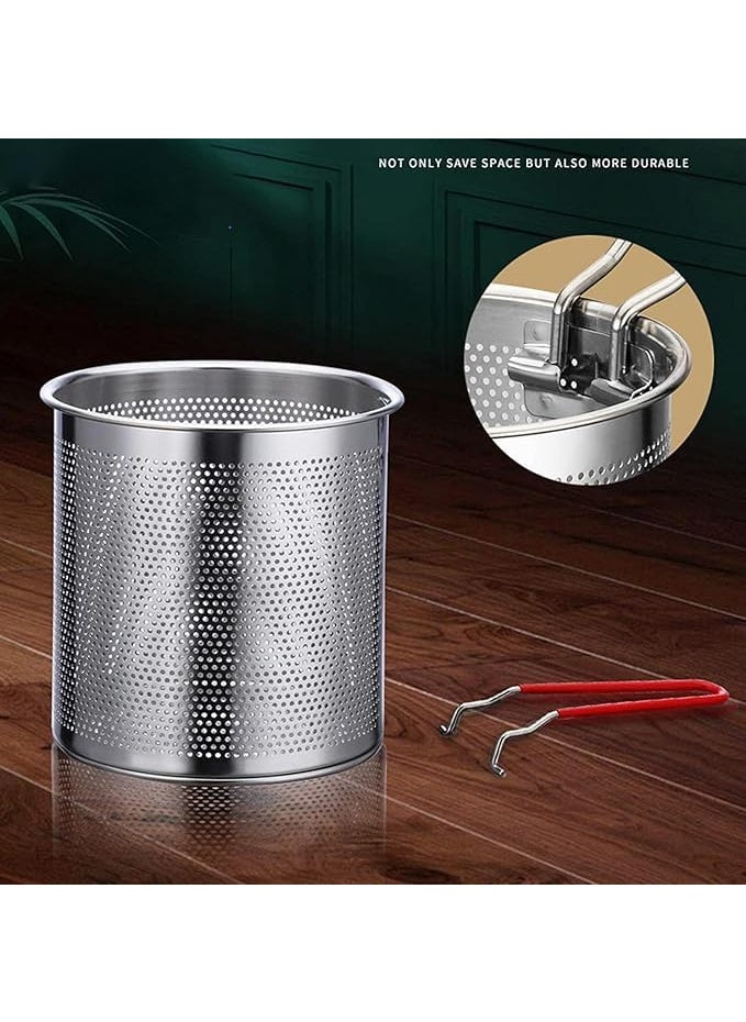 ZYNDRA Small Deep Frying Pot with Strainer Basket 1200ml Stainless Steel Pan with Handle Ideal for Frying French FriesChicken WingsShrimpFishBoiling ButterSauceGraviesPasta1Piece  - Image 2