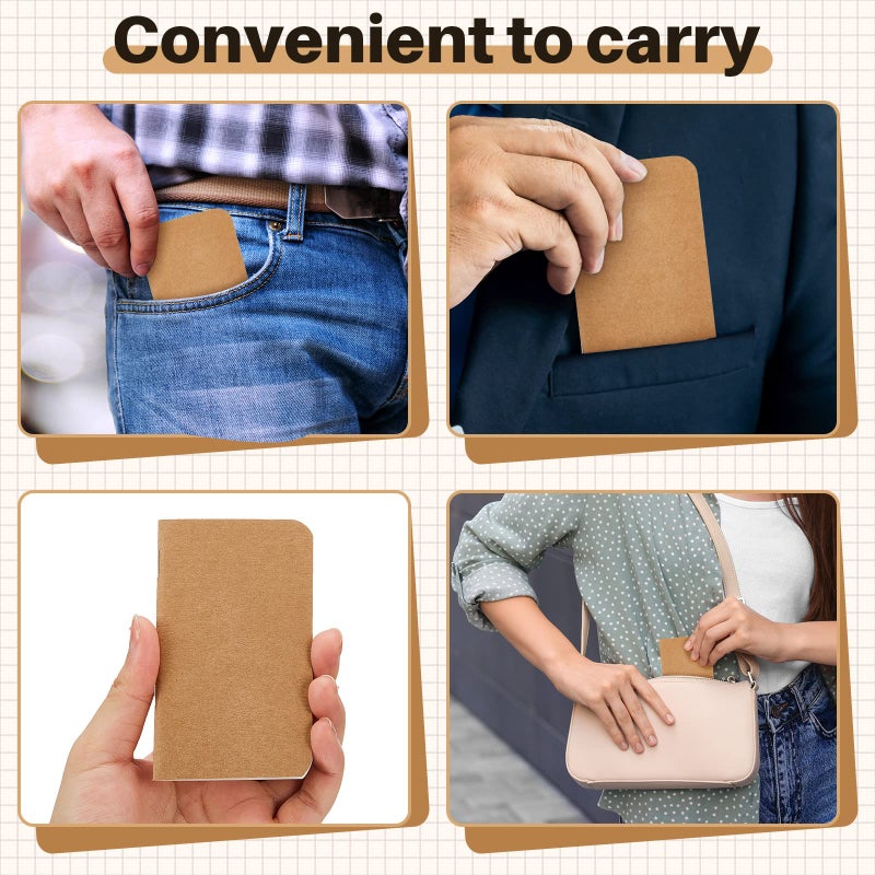 Outus 15 Pcs Mini Pocket Notebook 2.5" x 4" Small Journal Kraft Paper Notepads Bulk Softcover Pocket Notepad Memo Diary Subject Notebooks for Traveler Worker(Brown,Lined Style) - Image 5