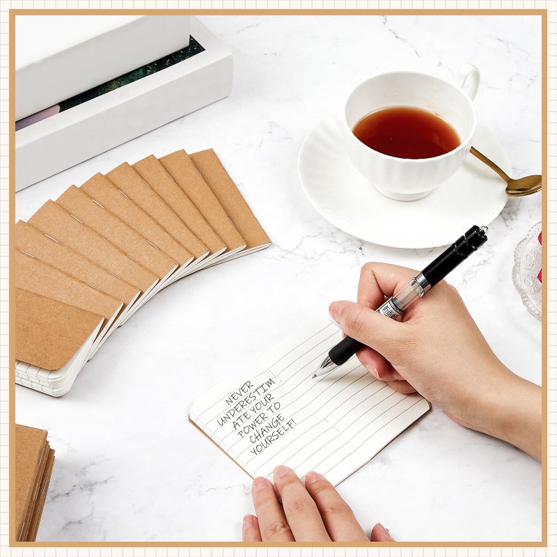Outus 15 Pcs Mini Pocket Notebook 2.5" x 4" Small Journal Kraft Paper Notepads Bulk Softcover Pocket Notepad Memo Diary Subject Notebooks for Traveler Worker(Brown,Lined Style) - Image 4