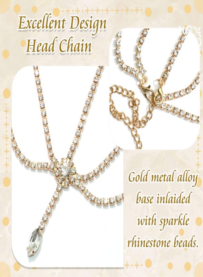 VENOFEN Gold Rhinestone Head Chain Layered Boho Headpiece Glitter Crystal Pendant Forehead Jewelry for Women Wedding Bridal Prom Goddess Headband Accessories - Image 5