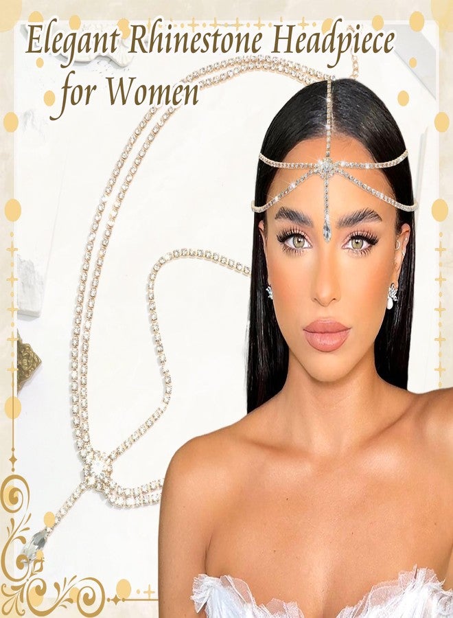 VENOFEN Gold Rhinestone Head Chain Layered Boho Headpiece Glitter Crystal Pendant Forehead Jewelry for Women Wedding Bridal Prom Goddess Headband Accessories - Image 3