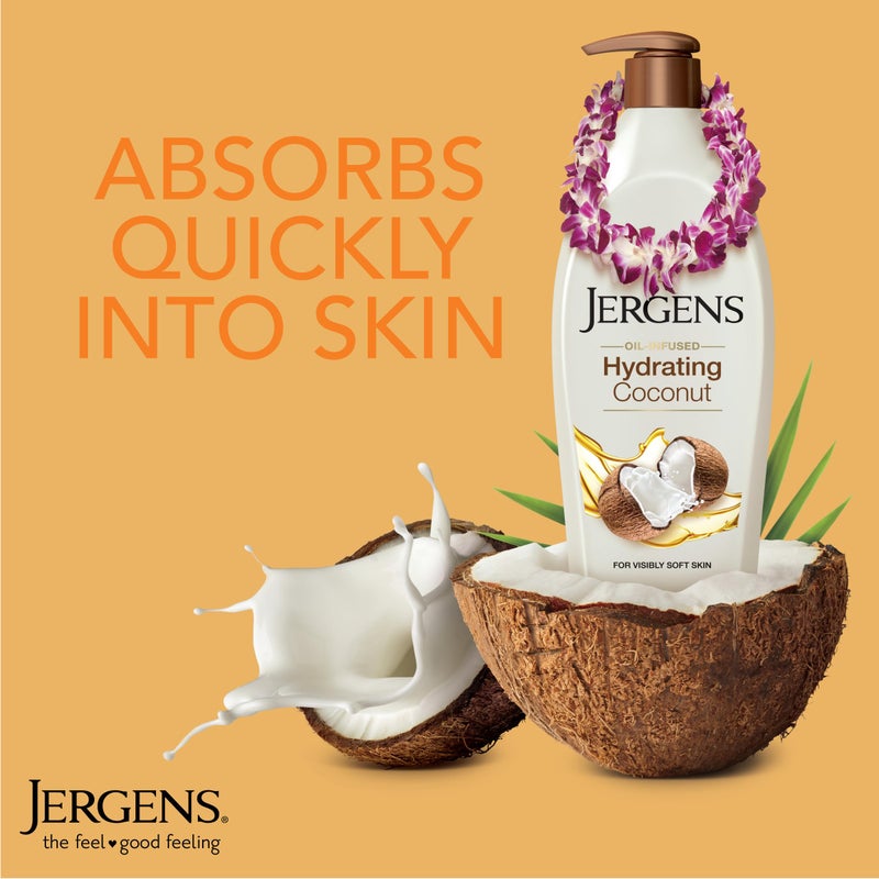 Jergens Hydrating Coconut Body Lotion, Hand and Body Moisturizer, Infused with Coconut Oil, Hydrates Dry Skin Instantly, Dermatologist Tested, 26.5 Oz - Image 5
