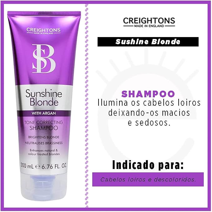 CREIGHTONS Sunshine Blonde Silver Tone Correcting Shampoo (200ml) Brightens Blonde & Neutralises Brassiness. For Blonde, Platinum & White hair. - Image 2