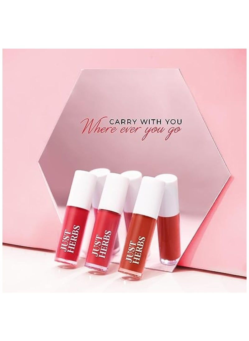 Just Herbs - Just Herbs Ayurvedic Liquid Lipstick Kit Set of 5 with Long Lasting Hydrating and lightweight Lip Colour Brights & Pinks Paraben & Silicon Free - Image 1