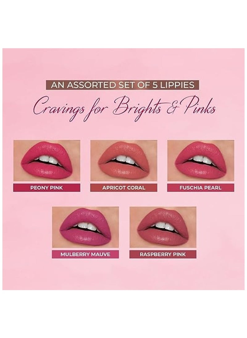 Just Herbs - Just Herbs Ayurvedic Liquid Lipstick Kit Set of 5 with Long Lasting Hydrating and lightweight Lip Colour Brights & Pinks Paraben & Silicon Free - Image 1
