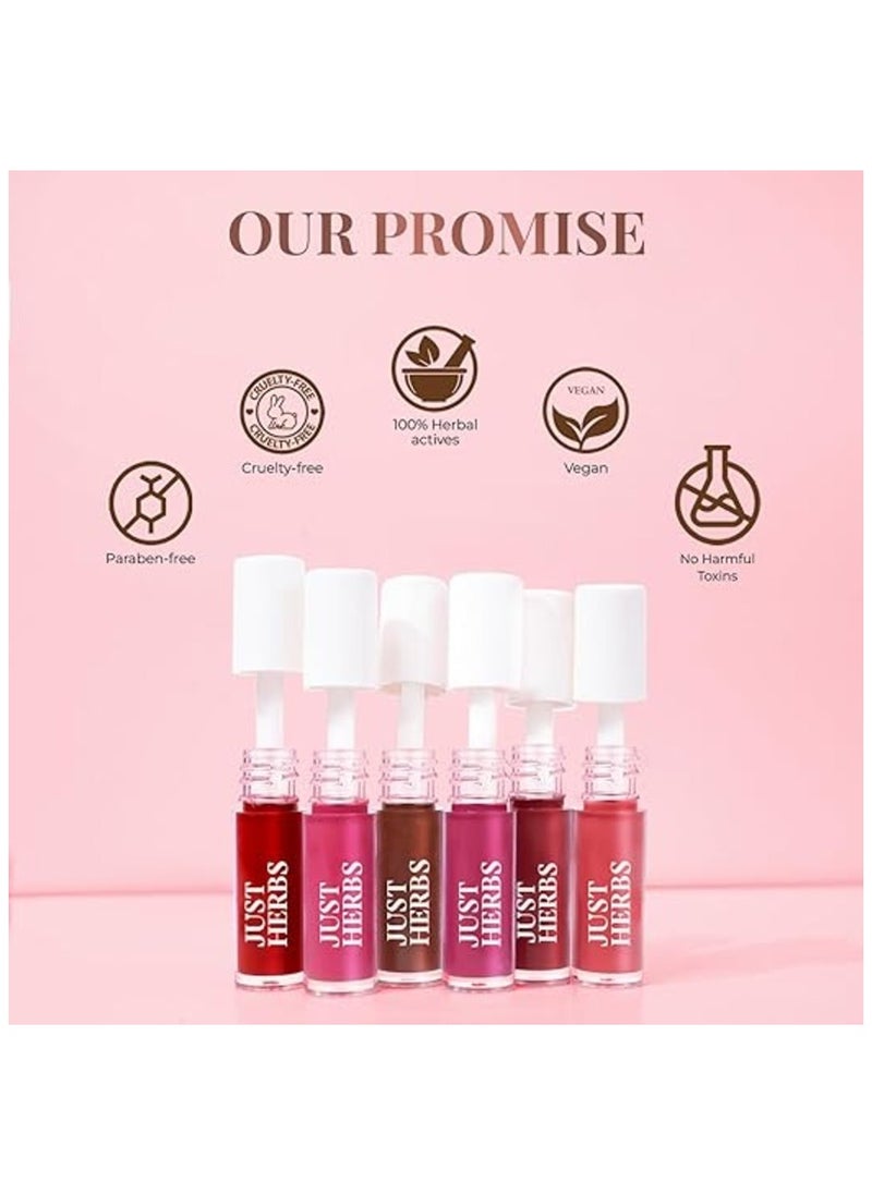 Just Herbs - Just Herbs Ayurvedic Liquid Lipstick Kit Set of 5 with Long Lasting Hydrating and lightweight Lip Colour Brights & Pinks Paraben & Silicon Free - Image 1