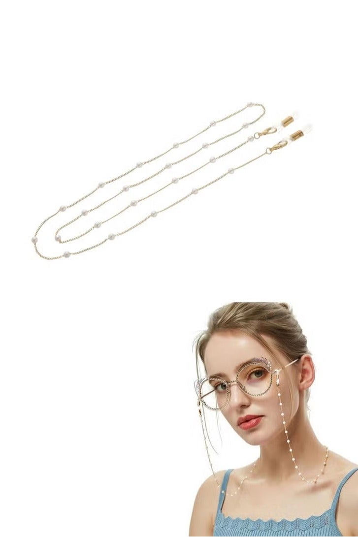 2 PCS Pearl Eyeglass Chains Strap Necklace Glasses Reading Eyeglasses Holder Strap Cords Lanyards - Image 1