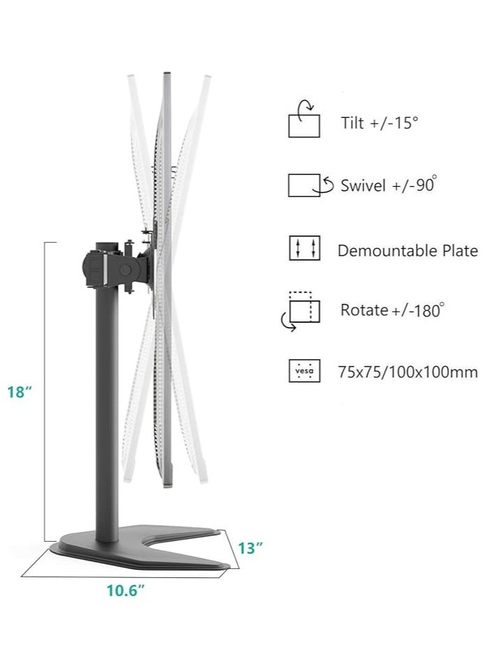 erorex Free Standing Triple LCD Monitor Fully Adjustable Desk Mount Fits 3 Screens up to 24 inch, 22 lbs. Weight Capacity per Arm (MF003), Black - Image 2