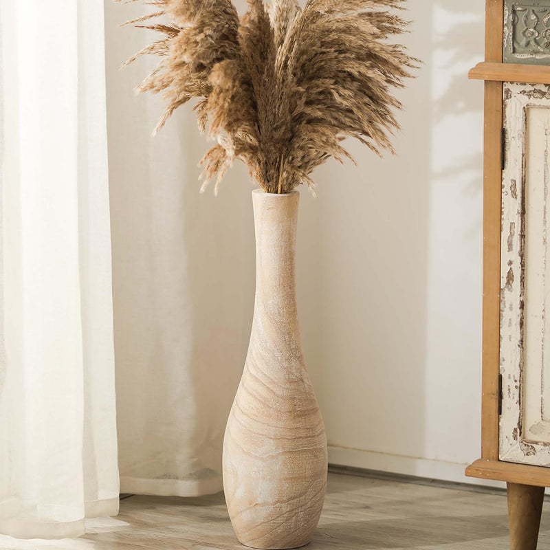 Hanobe Floor Vase Home Decor: 22 inch Tall Decorative Wood Vases for Living Room Large Rustic Farmhouse Boho Vase for Dining Table Centerpiece Bedroom Corner Hallway - Image 1