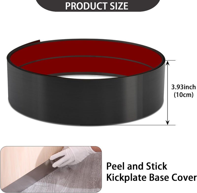 Coengwui Stainless Steel Kick Plate, Peel and Stick Kickplate Base Cover, Baseboard Molding Trim for Wall, Door, Kitchen Cupboard, Dishwasher Toe - Anti-Scratch Protection (9.8ft x 3.9in, Brushed Black) - Image 5