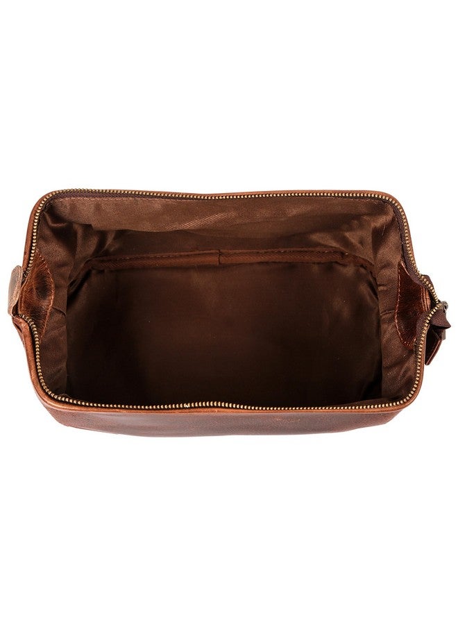 HLC Leather Toiletry Bag for Men - Best Gift for Men - Premium Genuine Leather Dopp Kit Shaving Kit Organizer Travel Kit Pouch Bag for Men - Large Size (Brown) - Image 4