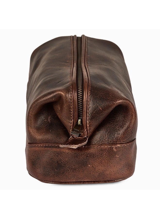 HLC Leather Toiletry Bag for Men - Best Gift for Men - Premium Genuine Leather Dopp Kit Shaving Kit Organizer Travel Kit Pouch Bag for Men - Large Size (Brown) - Image 3