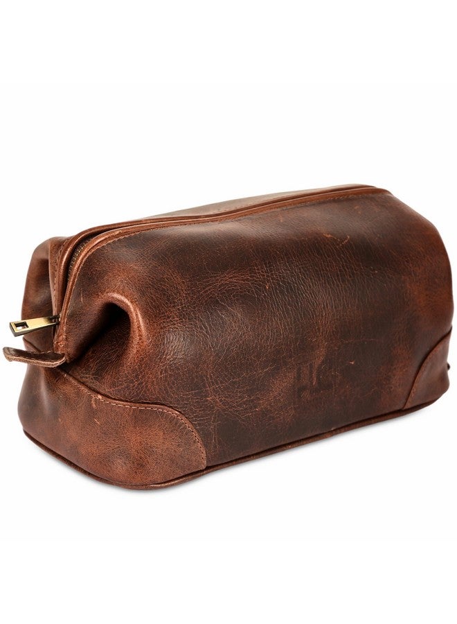 HLC Leather Toiletry Bag for Men - Best Gift for Men - Premium Genuine Leather Dopp Kit Shaving Kit Organizer Travel Kit Pouch Bag for Men - Large Size (Brown) - Image 1