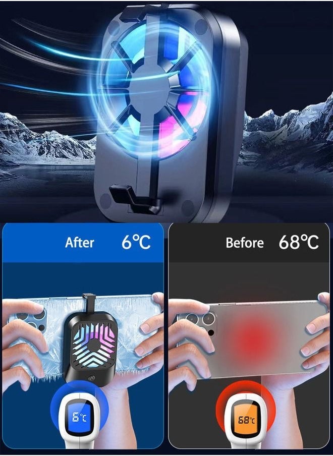 Arabest Mobile Phone Radiator Cell Phone Cooler Portable Phone Radiator With RGB Light Mobile Phone Cooling Fans Rechargeable Cellphone Cooling Fan Accessories for Game Player Tiktok Outdoor  - Image 2
