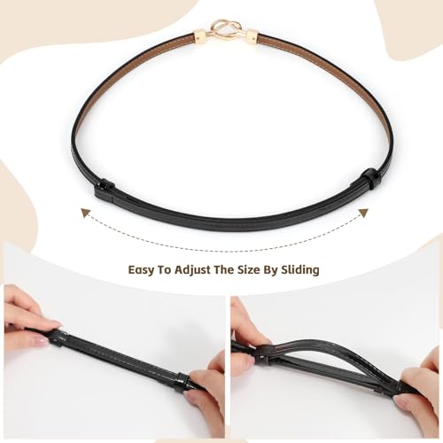 JASGOOD Leather Skinny Women Belt Ladies Thin Waist Belts Plus Size Adjustable for Jeans Pants Dresses with Metal Buckle - Image 3
