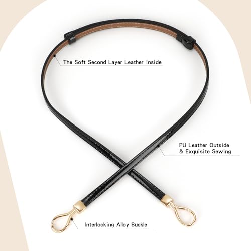 JASGOOD Leather Skinny Women Belt Ladies Thin Waist Belts Plus Size Adjustable for Jeans Pants Dresses with Metal Buckle - Image 4