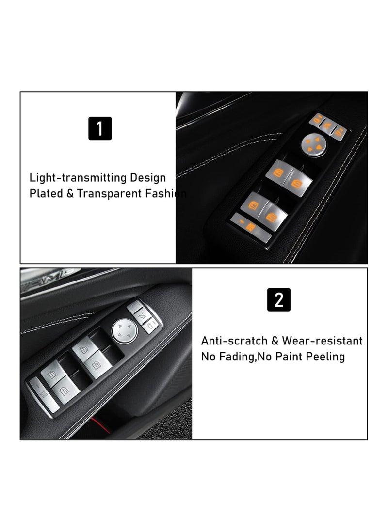 Inner Door Power Window Switch Button Covers Trim Sticker, Replacement Compatible with Mercedes Benz A B C E G GLA CLA GLK GL ML GLE Class W204 W212 W246 W166 X166 X204, for Tesla Modle X S 14 PCS - Image 4