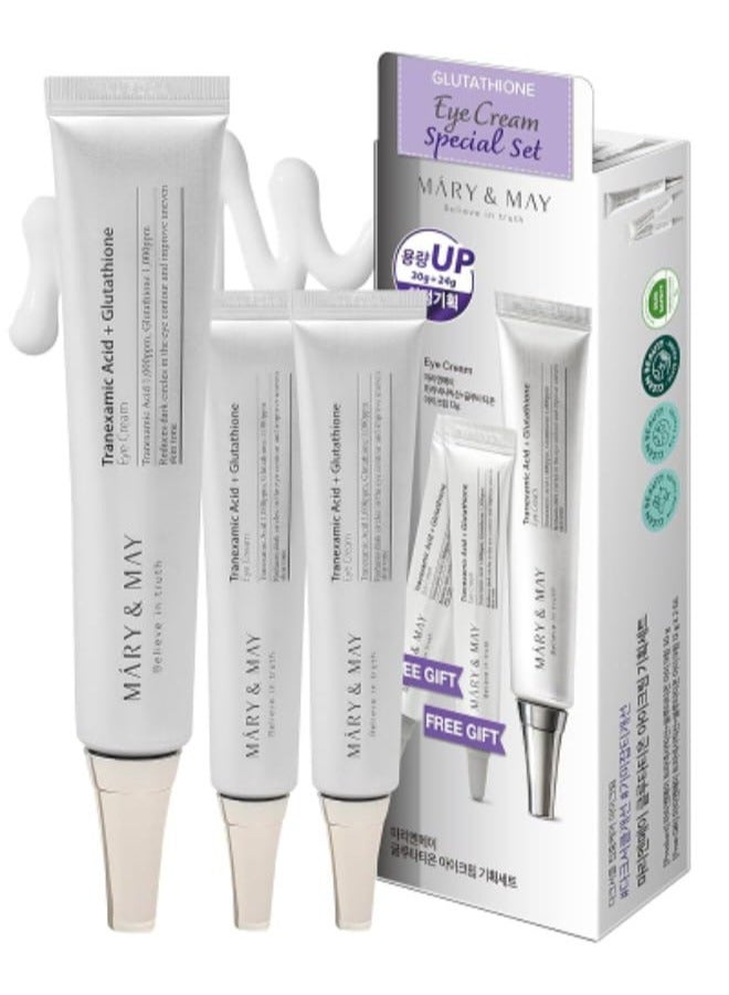 MARY & MAY Mary&May Glutathione Eye Cream Special Set – 30g + 2×12g | Korean Eye Cream for Dark Circles, Brightening & Anti-Aging with Powerful Antioxidants - Image 1
