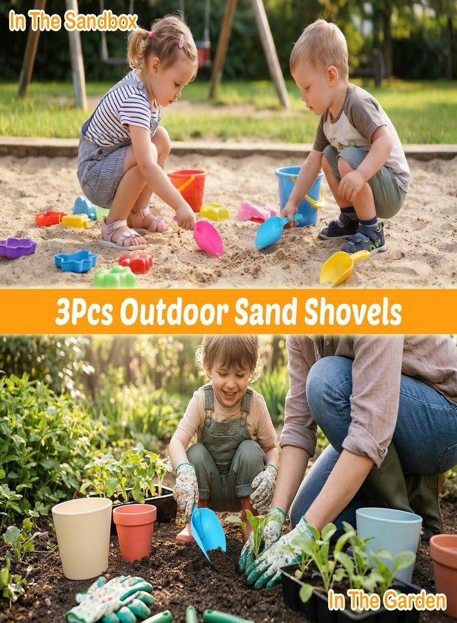 Dsmile 3 Pack Beach Sand Shovel Set for Kids, Colorful Plastic Sand Scoops for Indoor Outdoor Planting Gardening and Sandbox Digging, Snow Shovel Toy Accessories - Image 4