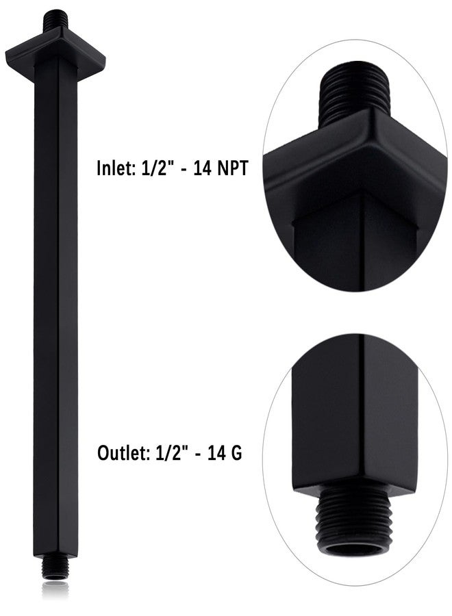 Anpean 12 Inch Square Ceiling Mounted Shower Arm and Flange, Matte Black - Image 4