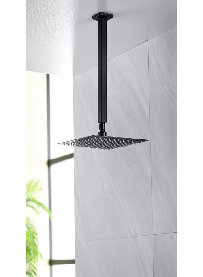 Anpean 12 Inch Square Ceiling Mounted Shower Arm and Flange, Matte Black - Image 3