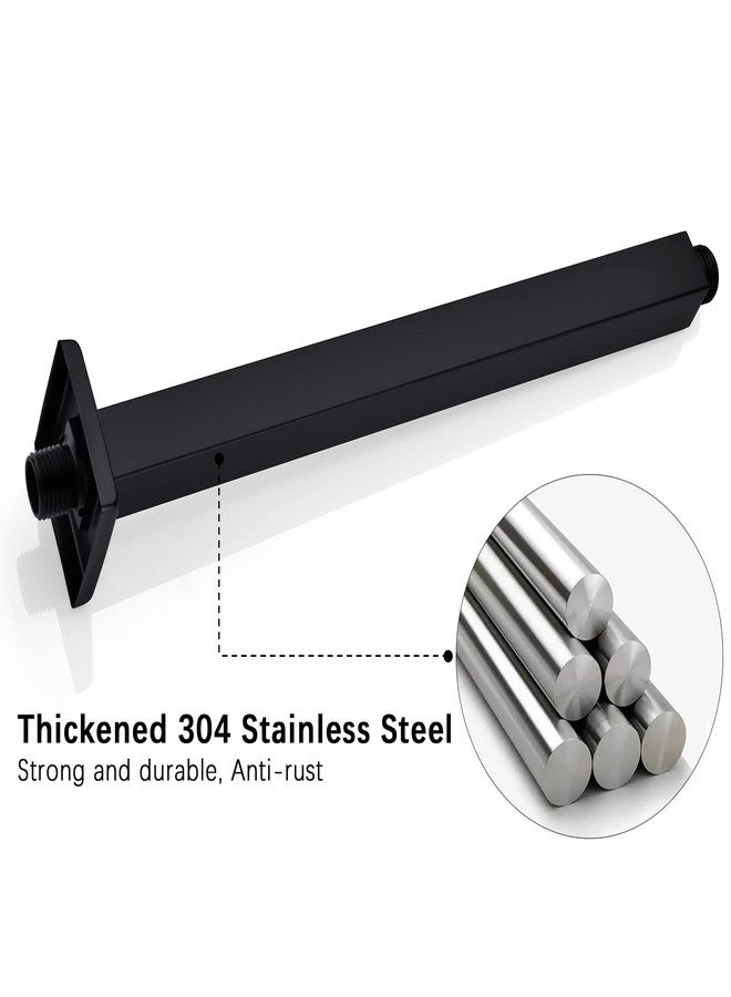 Anpean 12 Inch Square Ceiling Mounted Shower Arm and Flange, Matte Black - Image 5