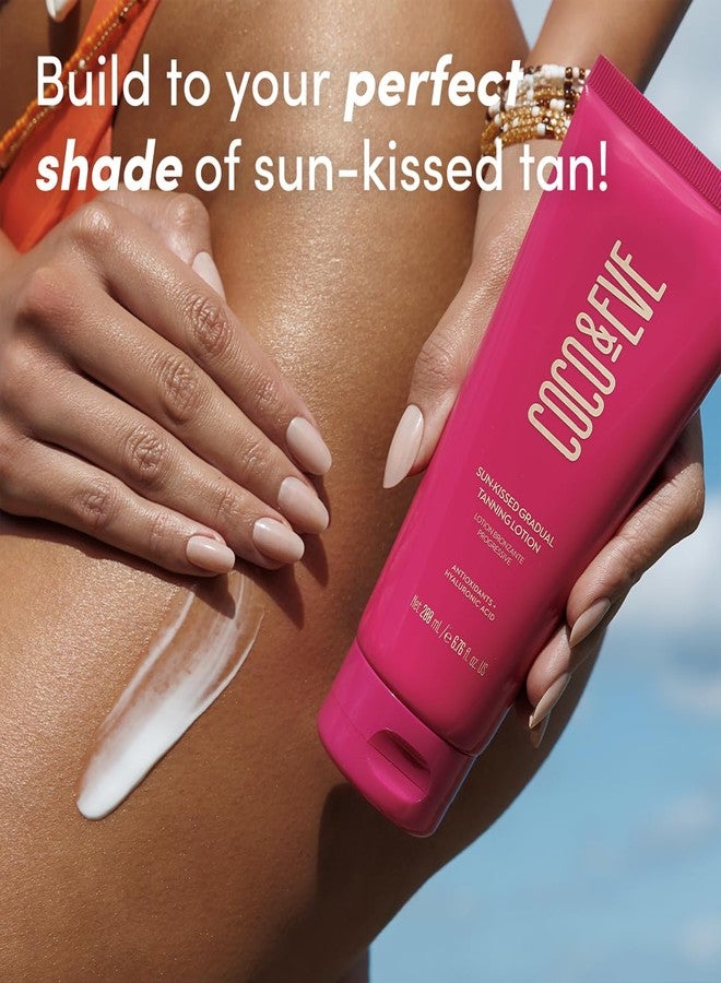 Coco & Eve Sun-kissed Gradual Tanning Lotion - Natural Sunless Moisturizing Tanner with 72H Hydration & Streak-Free, Buildable Glow. Skincare-Infused with Antioxidants and Hyaluronic Acid (6.76 fl oz) - Image 2