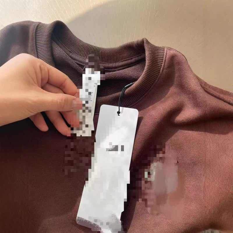 بلوفر نسائي بطباعة بارزة ثلاثية الأبعاد وياقة مستديرة - Image 4
