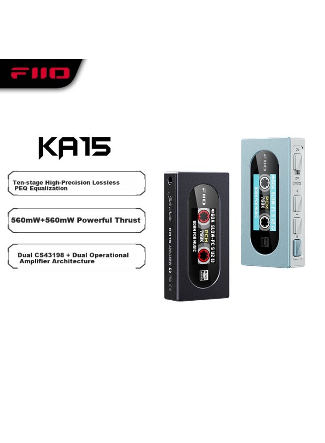 FiiO Ka15 Hifi Balanced 4.4 Portable Headphone Amplifier With Dac For Computer And Android Phones, Supports Ps5, Sky Blue - Image 1