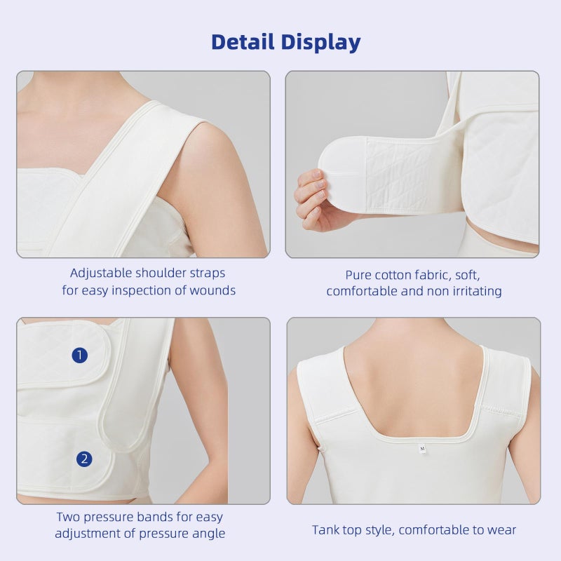 TIERSINI Compression Post Mastectomy without Reconstruction, Post Breast Surgery Compression Bandage, Minimally Invasive Surgery Chest Strap Compression Bandage, Medical Recovery Stretch Bandage (XXL) - Image 2