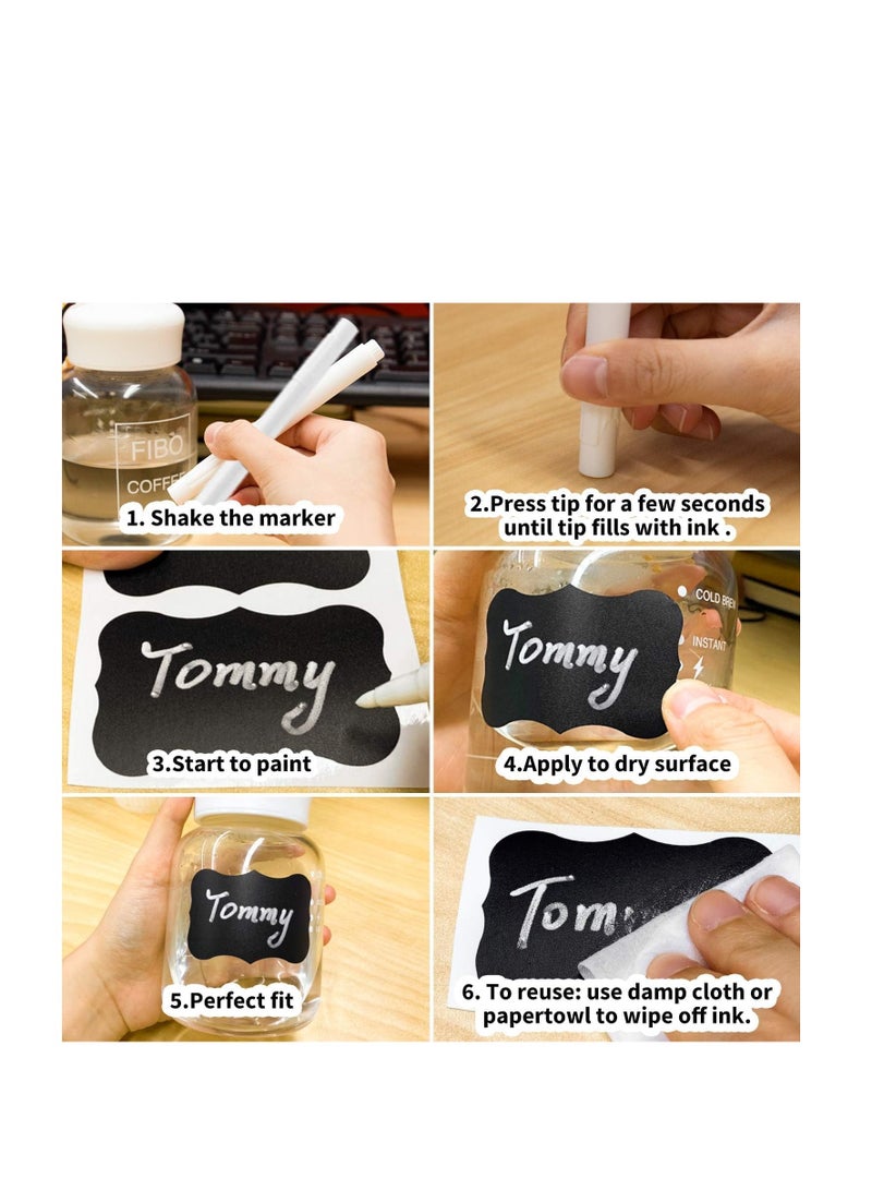 Reusable Waterproof Spice Jar Labels for Chalkboard, Kitchen, Underwear, Mason Jars, Glass Cup - 56 Pieces Black - Image 4