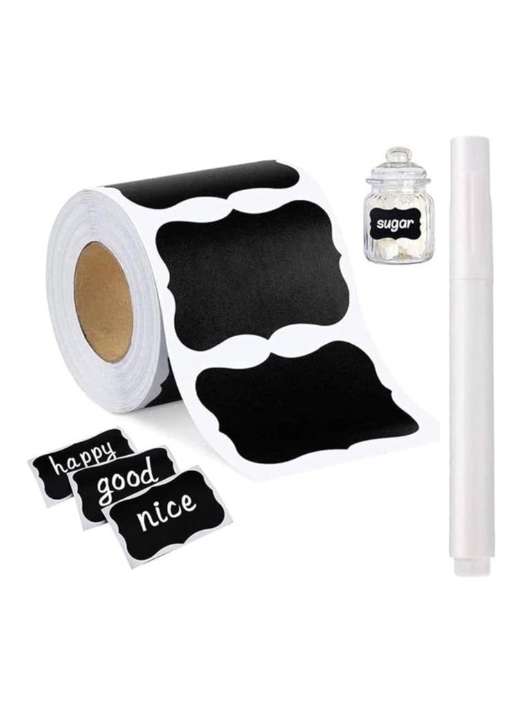 Reusable Waterproof Spice Jar Labels for Chalkboard, Kitchen, Underwear, Mason Jars, Glass Cup - 56 Pieces Black - Image 1