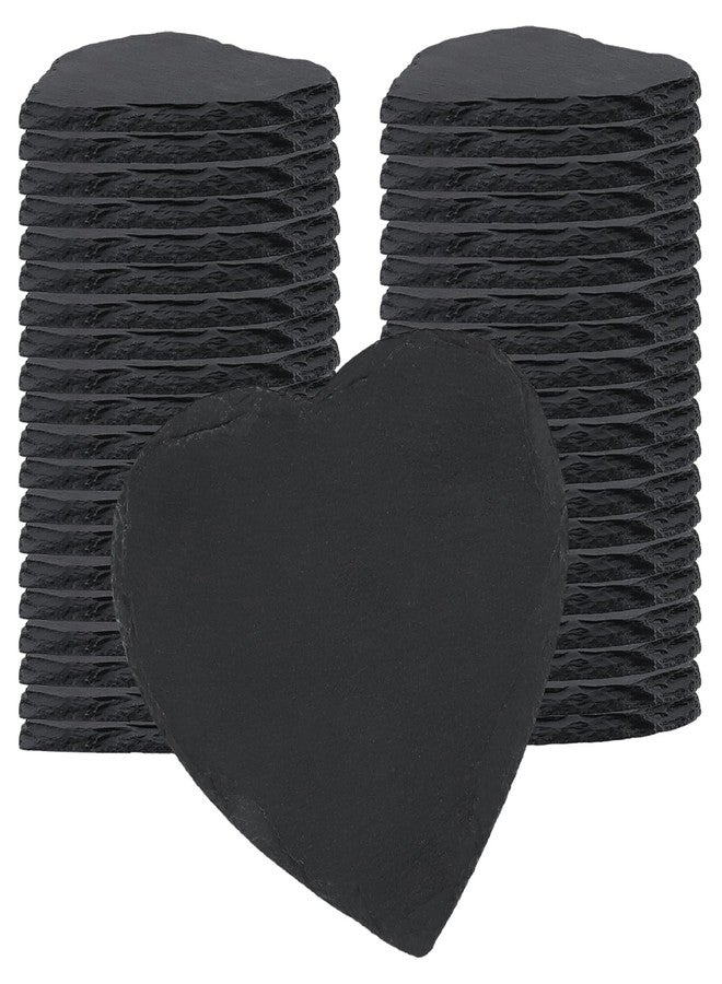 MOUYAT 40 Pack 4x4 Inch Heart Shaped Black Slate Stone Plates, Natural Edge Cheese Board for Charcuterie, Sushi, Appetizers, Laser Engraving Blanks - Image 1