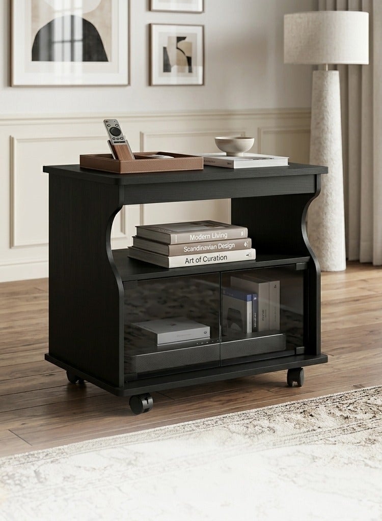 Concent Fashionable storage cabinet with clear glass door and open drawer - a stylish touch to any room - Image 3