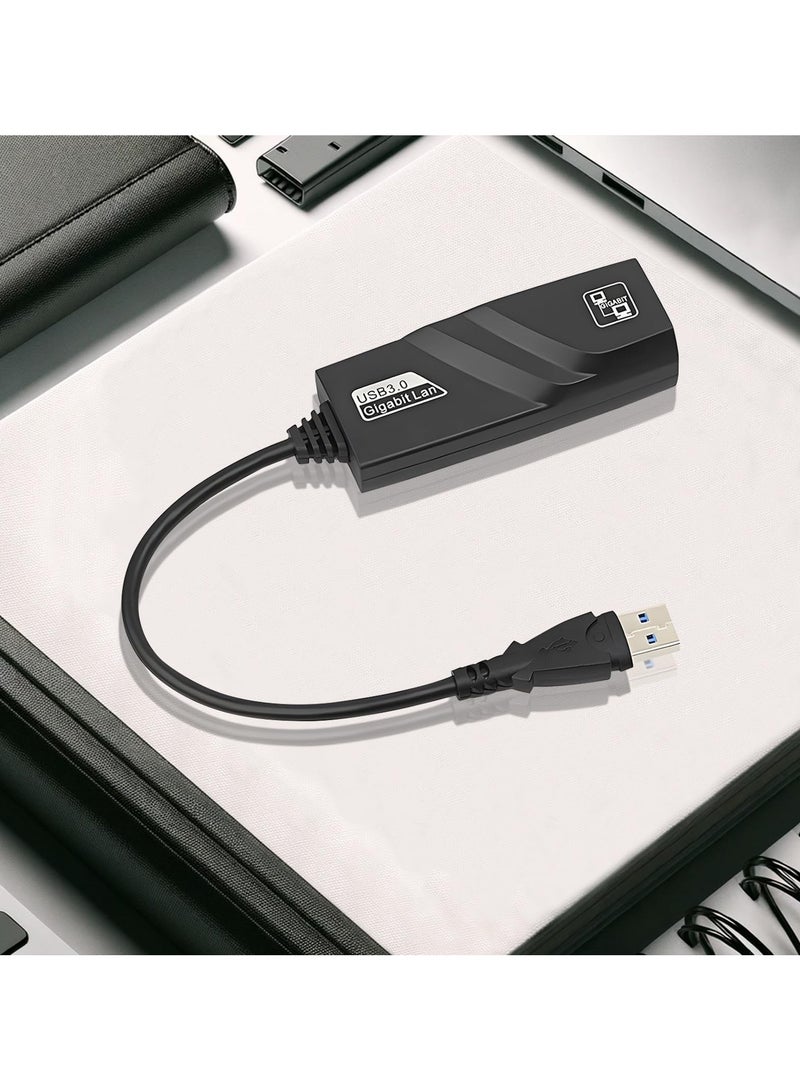 USB 3.0 Ethernet Adapter USB to RJ45 Network 1000Mbps Gigabit LAN Ethernet Internet Adapter Compatible with MacBook, PC, Switch, Surface, Windows 11/10/8.1/8/7, MAC OS, IOS, Black - Image 3