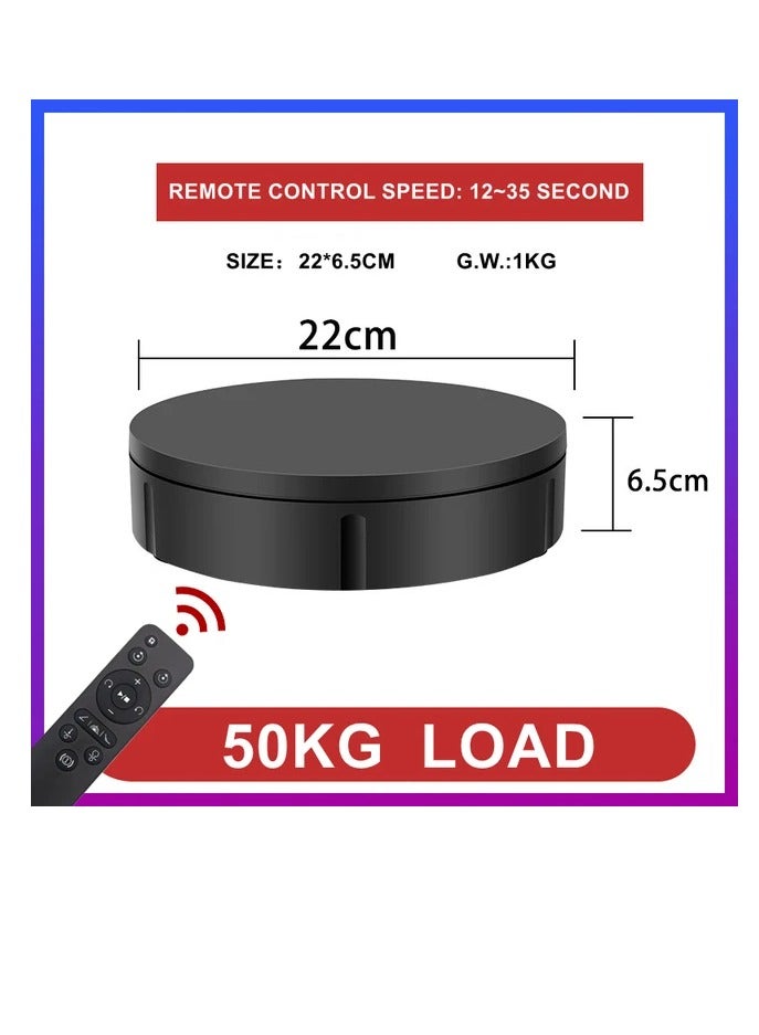 Xria 22cm Electric Rotating Display Turntable with Remote Control, 360° Motorized Photography Stand, 50KG Load, Silent Rotation for Studio, Product Display & Photo Booth - Image 2