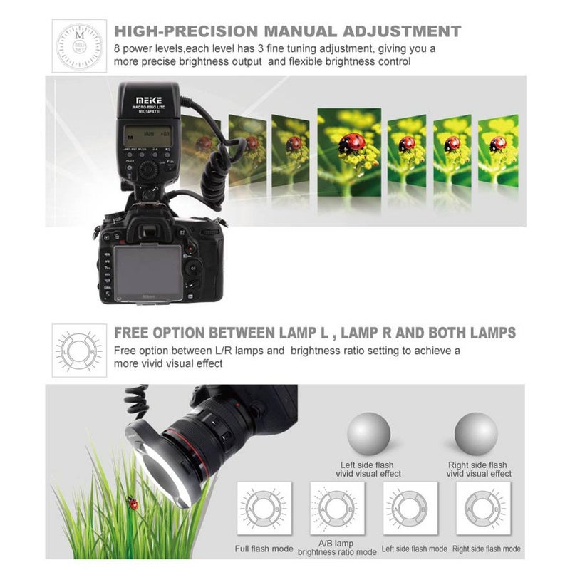 Meke Meike iTTL TTL LED Macro Ring Flash Light for Nikon DSLR Camera, Camera Flash with Hot Shoe Mount d3400 d5600 d5500 d5200 d5100 d7100 d750 d850 d500 d810 d7500 - Image 5