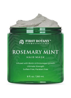 First Botany First Botany, Rosemary Mint Biotin Mask - Restorative Deep Conditioning moisturizer w/rosemary oil, for Dry Damaged Hair and growth, Sulfate Free treatment & hair care 8 oz  - Image 1