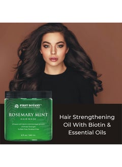 First Botany First Botany, Rosemary Mint Biotin Mask - Restorative Deep Conditioning moisturizer w/rosemary oil, for Dry Damaged Hair and growth, Sulfate Free treatment & hair care 8 oz  - Image 2