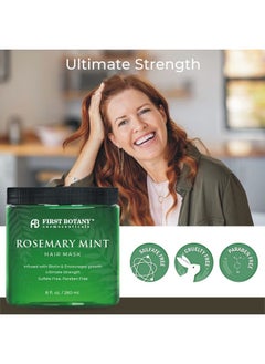 First Botany First Botany, Rosemary Mint Biotin Mask - Restorative Deep Conditioning moisturizer w/rosemary oil, for Dry Damaged Hair and growth, Sulfate Free treatment & hair care 8 oz  - Image 4