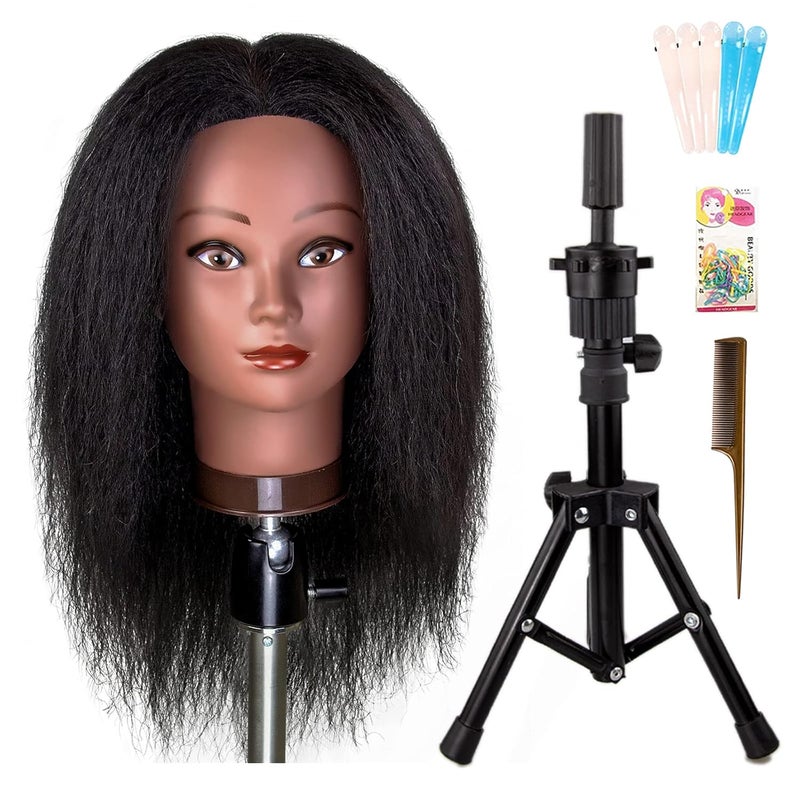 Mannequin Head 100 Real Human Hair16 Styling Braiding Doll HeadDyeing Curling Training HeadHairdresscer Practice Manikin Head