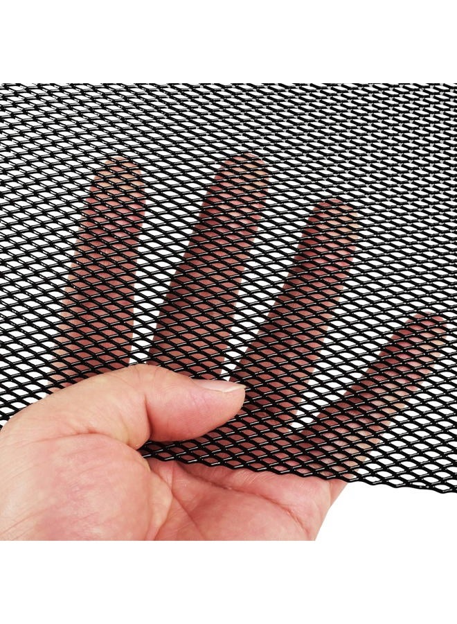 AggAuto شبكة مشبك سيارة 40"x13" - إدخال شبكة من سبائك الألمنيوم مع ثقب ماسي 3x6mm باللون الأسود - Image 5