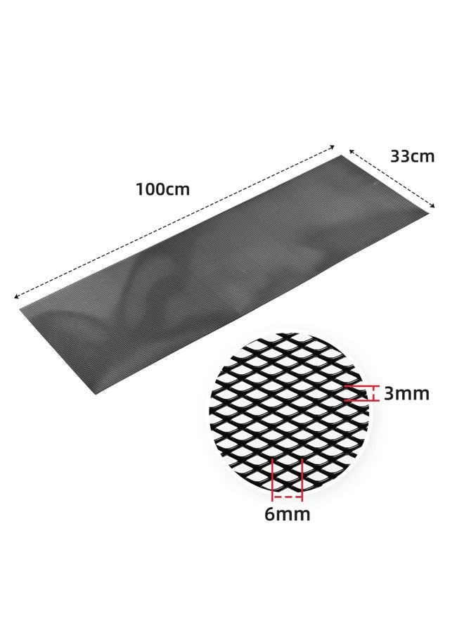 AggAuto شبكة مشبك سيارة 40"x13" - إدخال شبكة من سبائك الألمنيوم مع ثقب ماسي 3x6mm باللون الأسود - Image 4