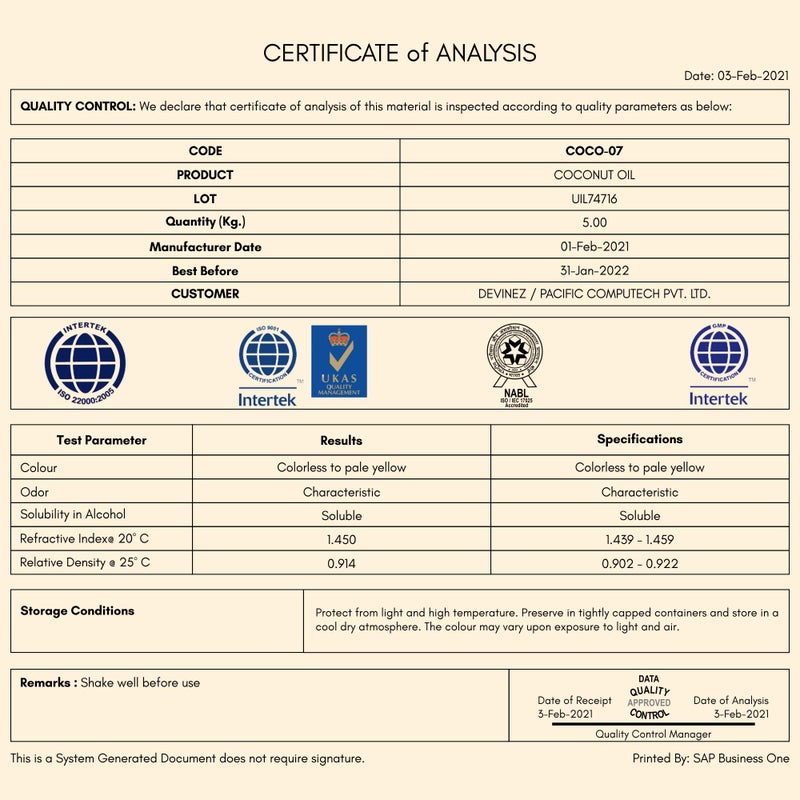 Devinez Extra Virgin Coconut Cold-Pressed Oil - 100ml (NABL & IFRA Certified) - 100% Pure Natural, Undiluted in Anodized Aluminum Bottle, for Hair Color Corrector, Unrefined- Skin Moisturizer, Hair care, 100% Natural Moisturizer - Image 3
