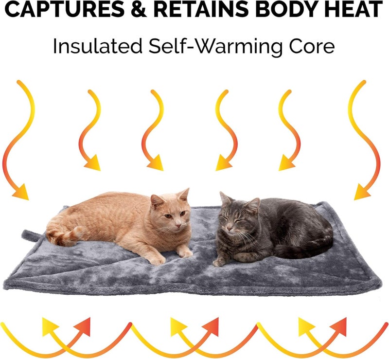 Furhaven Pet Dog Bed Heating Pad | ThermaNAP Quilted Faux Fur Insulated Thermal Self-Warming Pet Bed Pad for Dogs & Cats, Gray, Large - Image 4