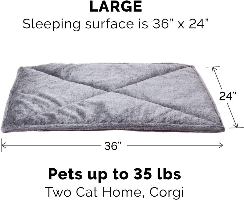 Furhaven Pet Dog Bed Heating Pad | ThermaNAP Quilted Faux Fur Insulated Thermal Self-Warming Pet Bed Pad for Dogs & Cats, Gray, Large - Image 2
